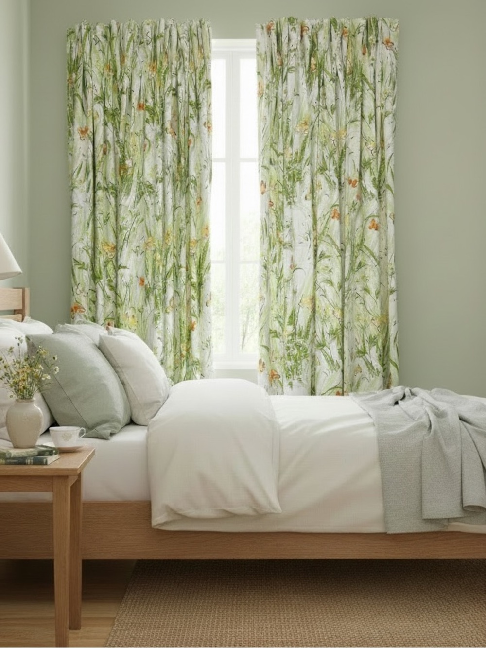 Set Of 2 Vintage 70’s “Spring Meadow” Pinch Pleat Curtains